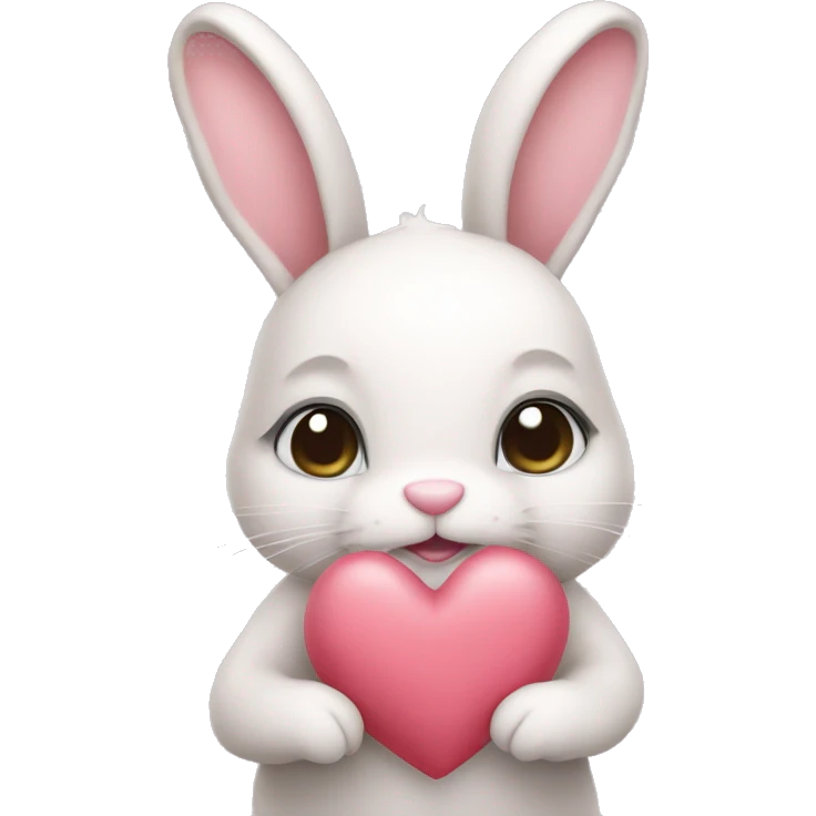 pastel pink bunny holding a heart emoji