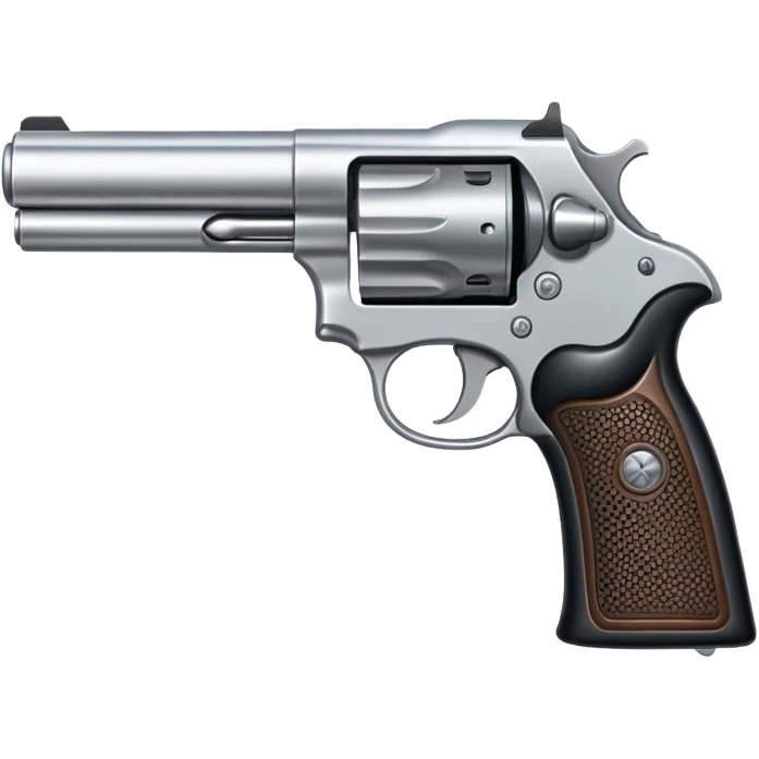 Classic pistol with black handle and silver barrel emoji