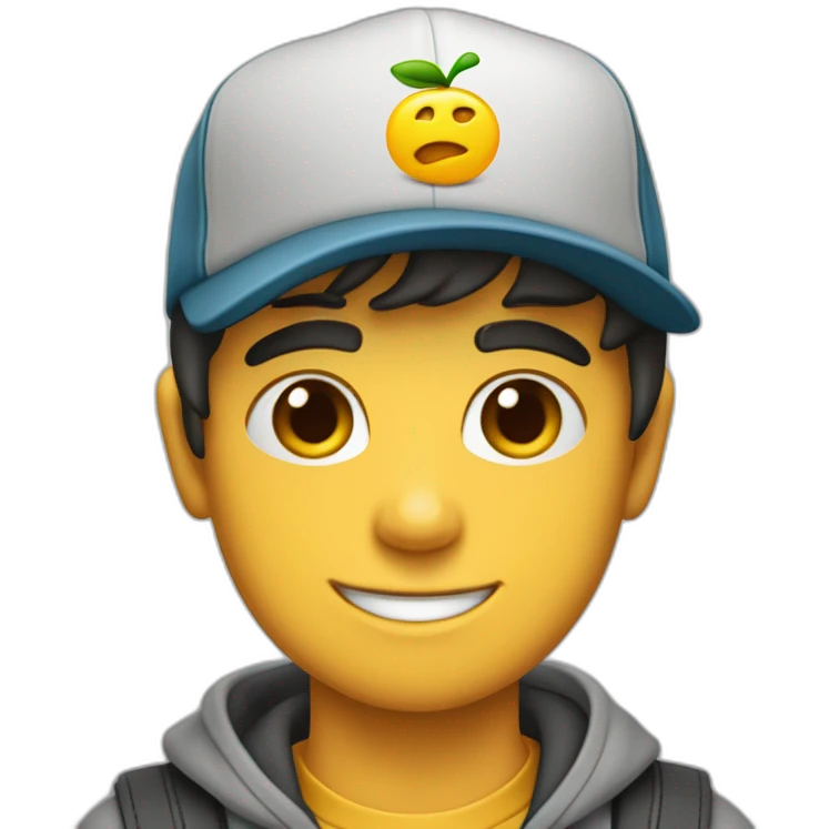 Ejoven moreno con una gorra. Está de pie, sosteniendo una prenda de ropa con ambas manos, como si estuviera exhibiéndola o mostrándola a alguien. emoji