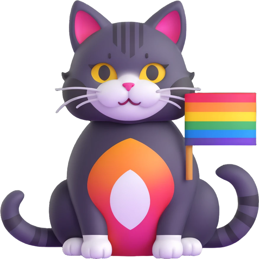 cat with pride flag colors emoji