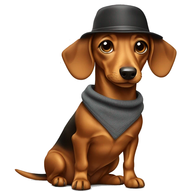 Dashund whit a hat emoji