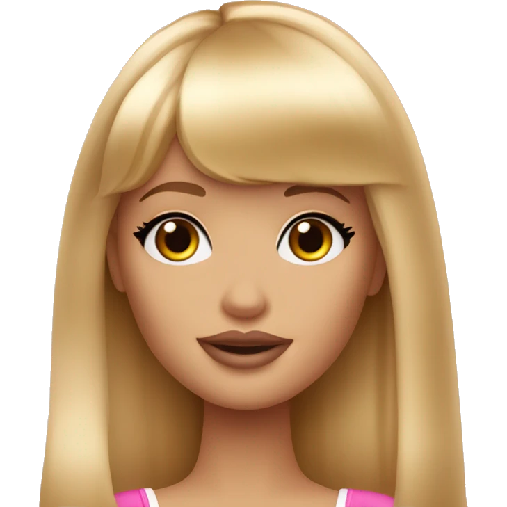 Blonde Barbie with bangs and long straight hair and hazel eyes blowing kiss emoji