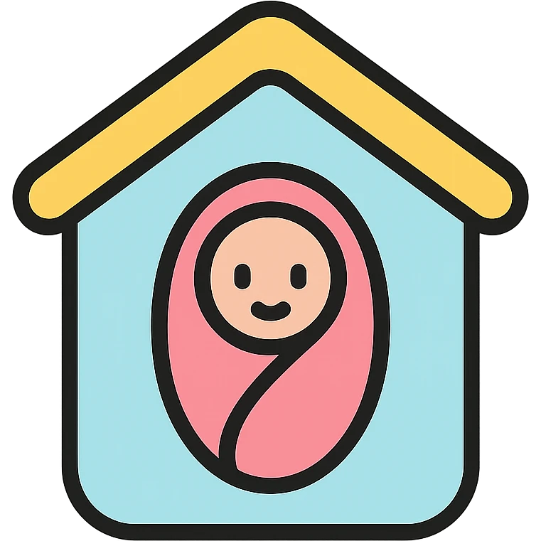 vector icon of a baby house in pastel flat design, round edges, white background, simple minimal icon style emoji