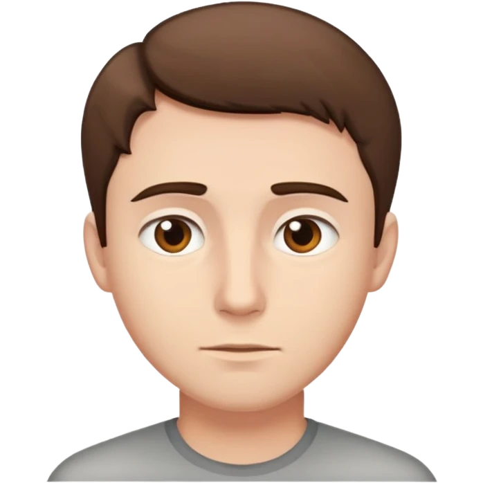 man with short brown hair, neutral expression emoji