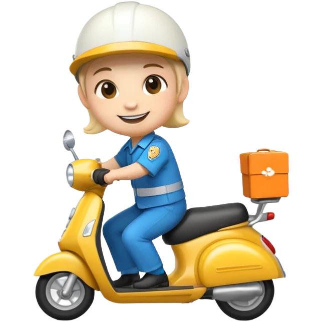 Vanilla mascot driving scooter working as delivery guy  emoji