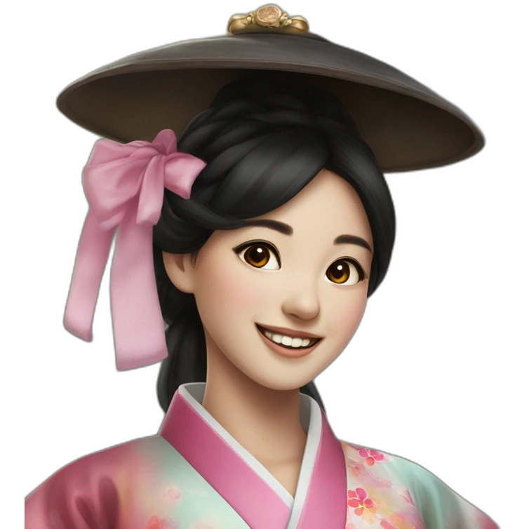 happy girl wearing hanbok emoji