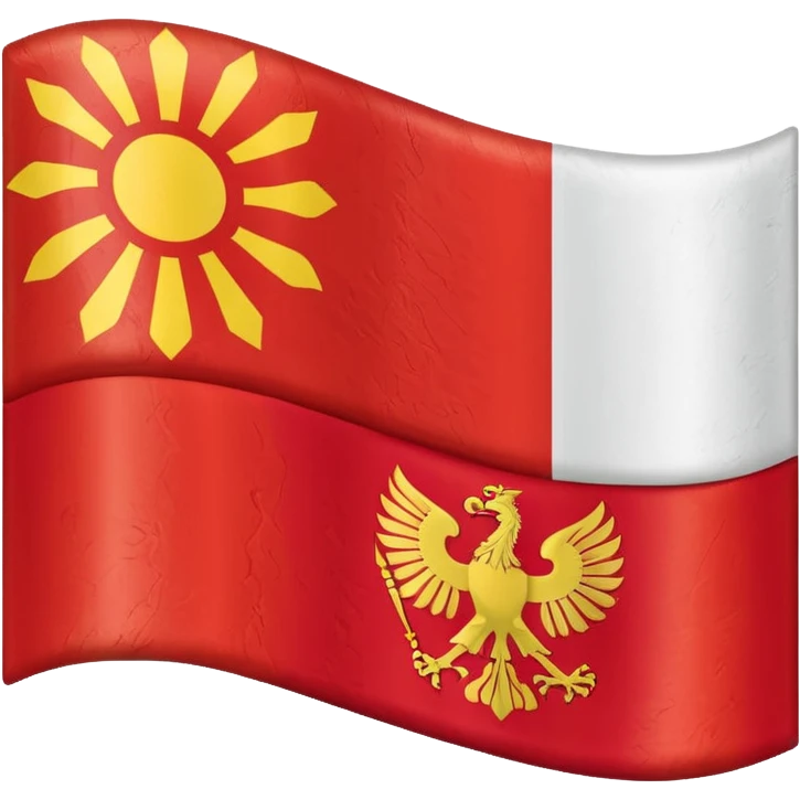 a flat flag that is split down the middle of half the polish flag and half the macedonian flag emoji