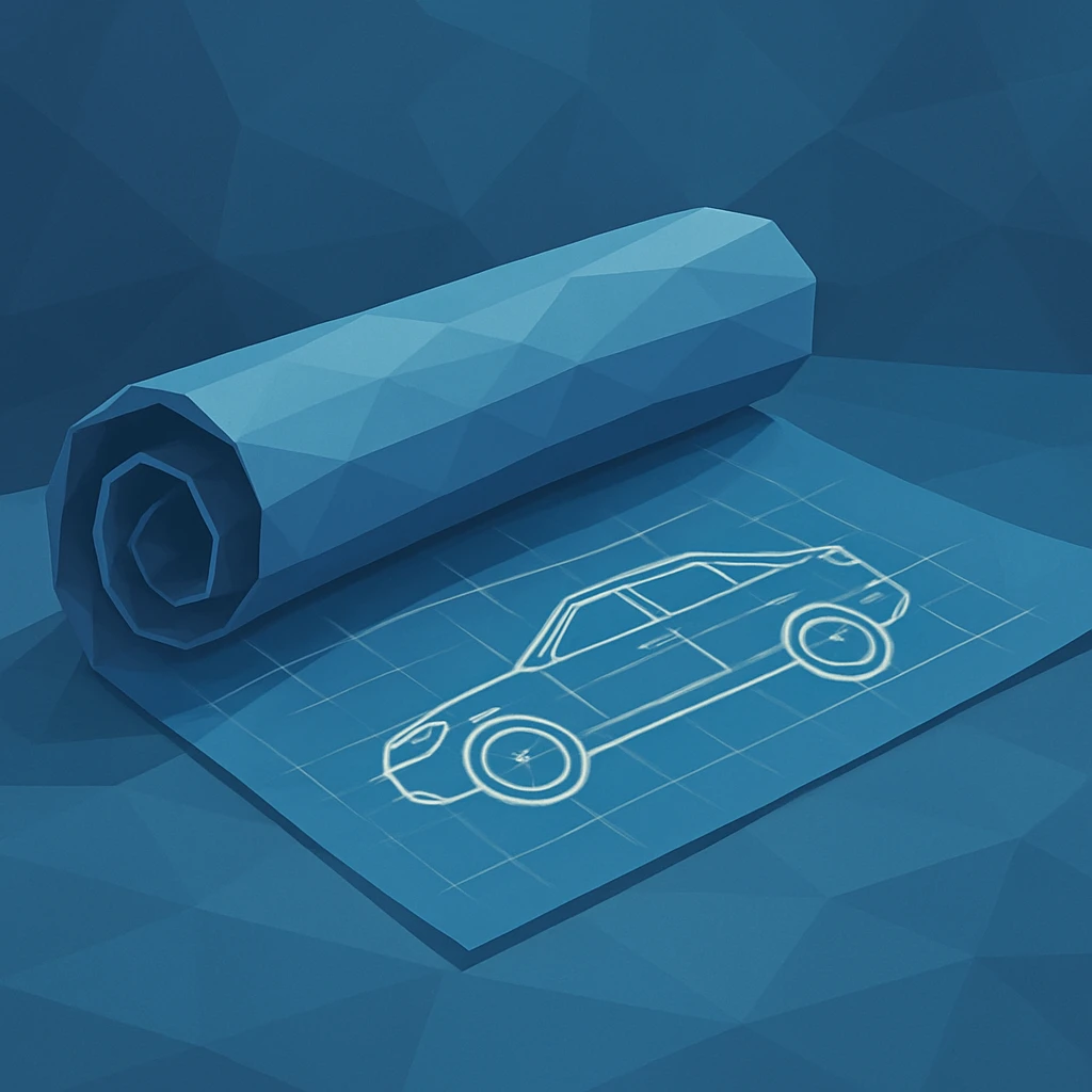 blueprint roll of a car emoji