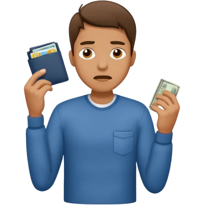 man showing empty pockets emoji
