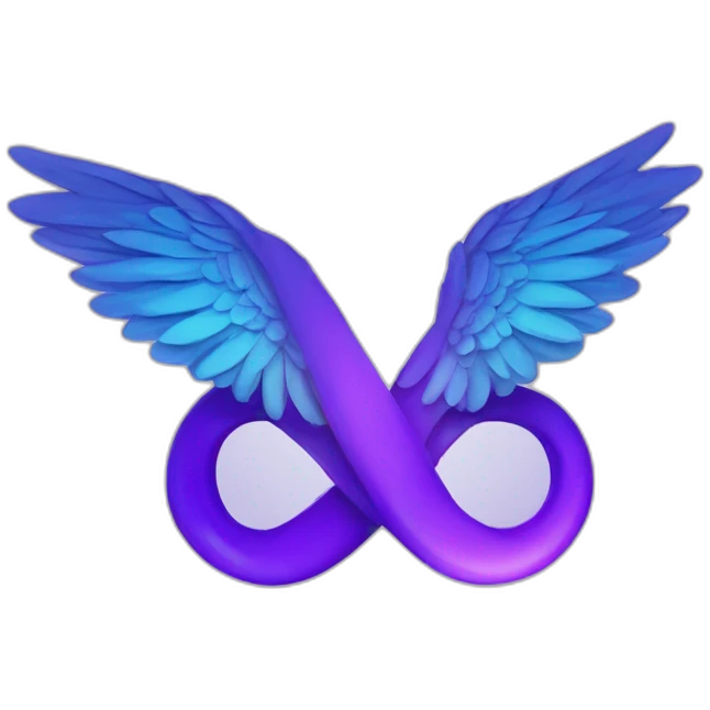 Purple and blue infinity sign with wings emoji