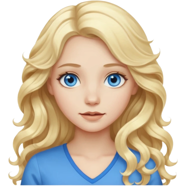 A pale girl with blue eyes and long and blonde , wavy hair  emoji