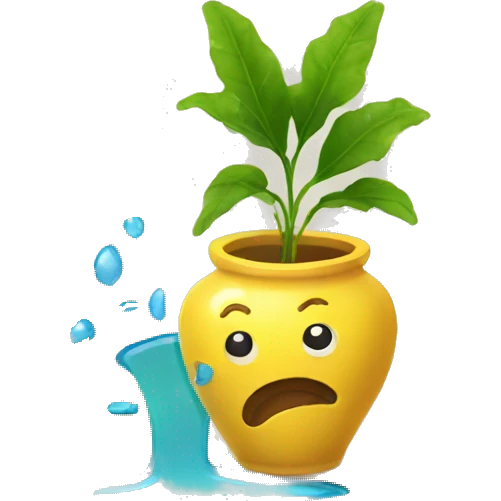 broken vase with plant on the floor emoji