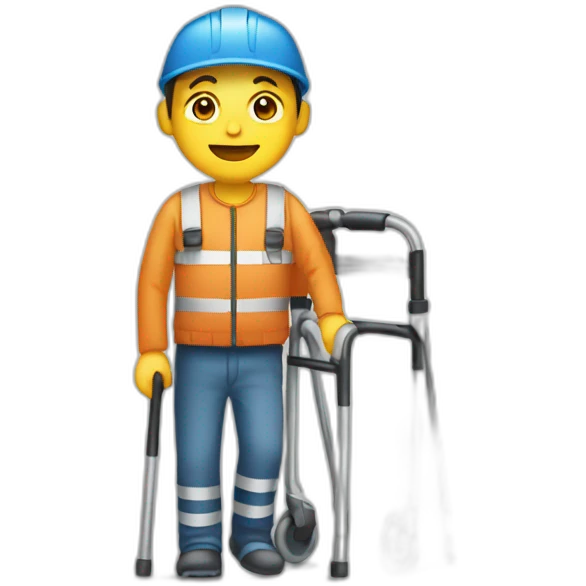 A disabled worker on crutches emoji
