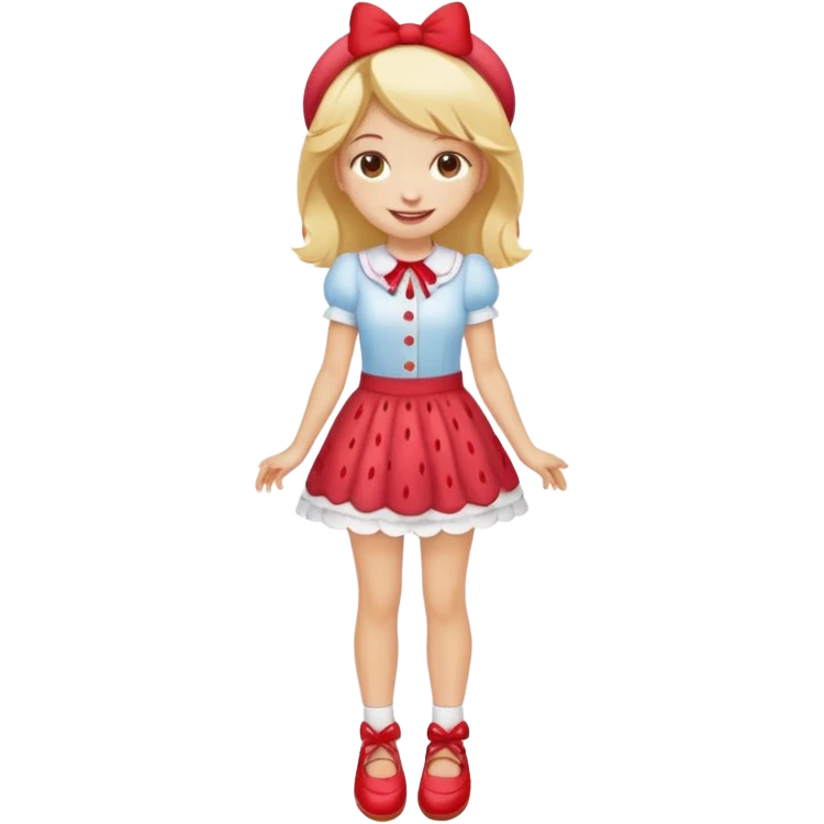 pretty and cute realistic modern day strawberry shortcake full body with red shoes emoji emoji