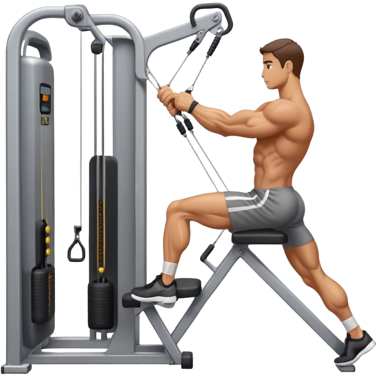 side-view man standing cable-machine tricep-pushdown emoji