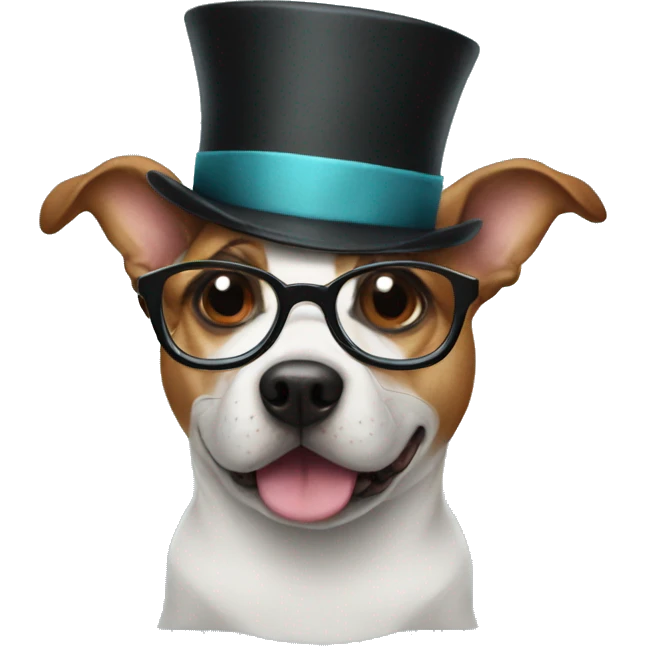 Dog with glasses and shark with a top hat emoji