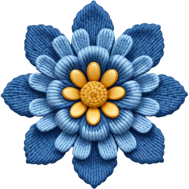 Denim crochet flower emoji