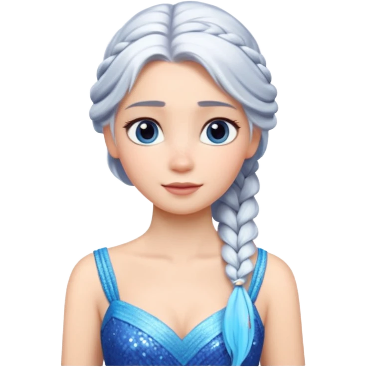 Эльза холодное сердце белые волосы коса голубое платье  emoji