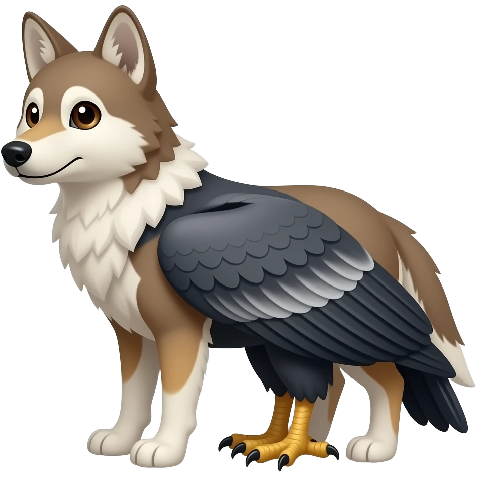 Friendly animal half Coyote and half condor emoji