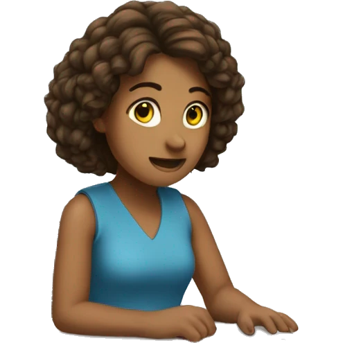 the girl is sitting under the desk emoji