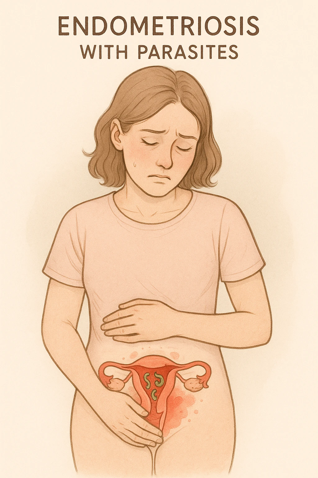Donna che ha l'endometriosi per via dei parassiti alle parti intime (censura se necessario). in italiano emoji