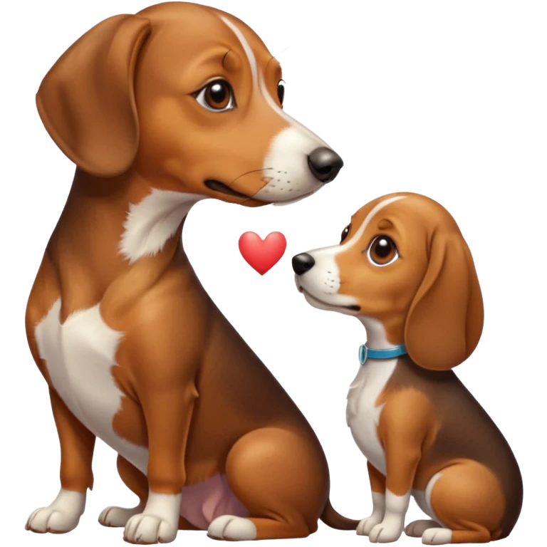 Dachshund and beagle kissing  emoji