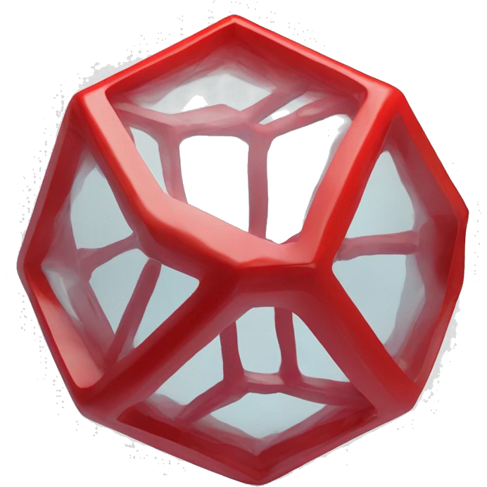 dodecahedron, red, glassy emoji