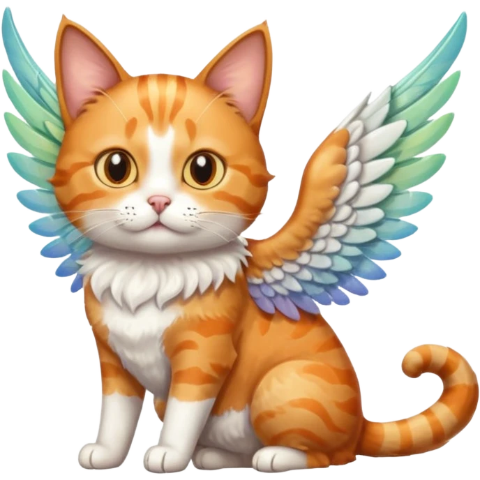 A cat on  a dog  with wings and a shell emoji