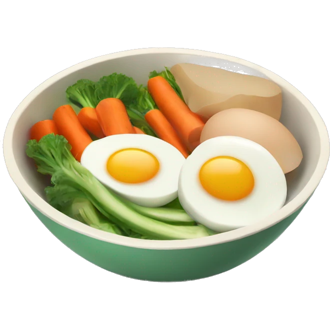 Bowl with sliced vegetables and egg emoji