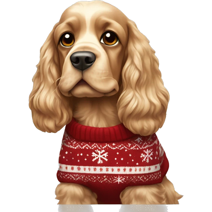 Cocker spaniel wearing a Christmas jumper  emoji