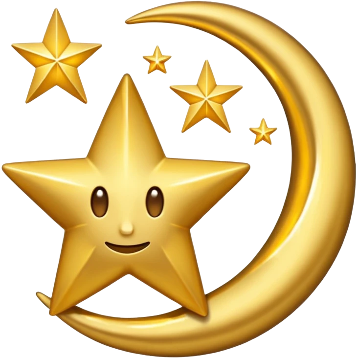 Star and Crescent emoji with black background and no face only star and crescent. emoji