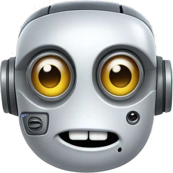 A cheeky robot with one eye winking. emoji
