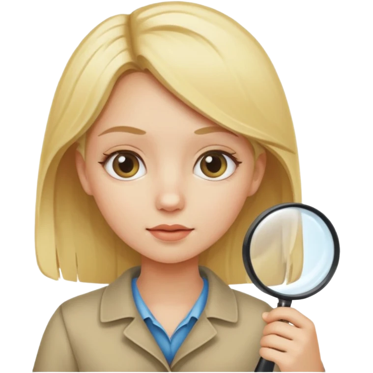 a girl using a magnifying glass emoji
