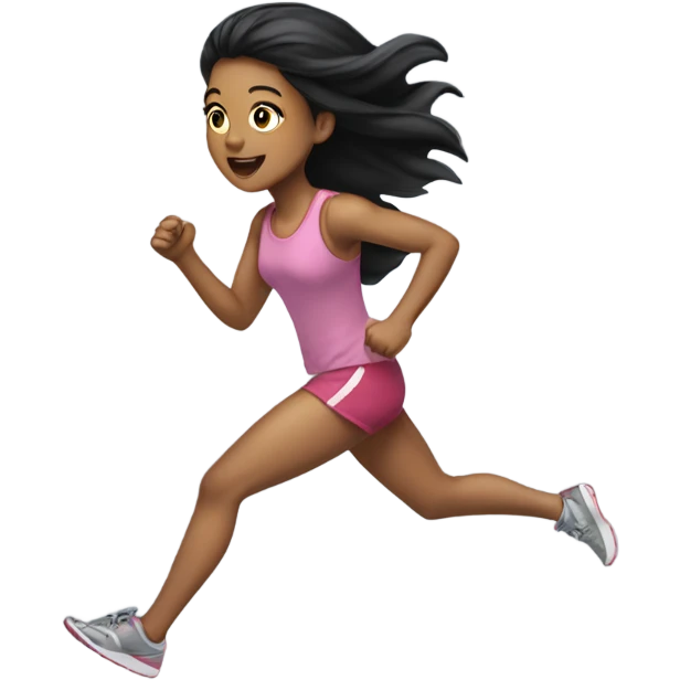 Girl sprinting light skin black hair emoji