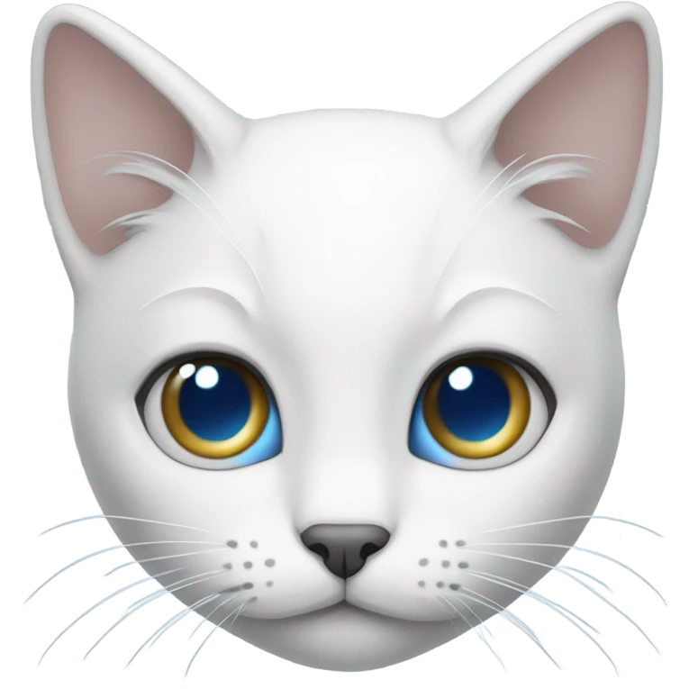 White cat with blue eyes and gray ears  emoji