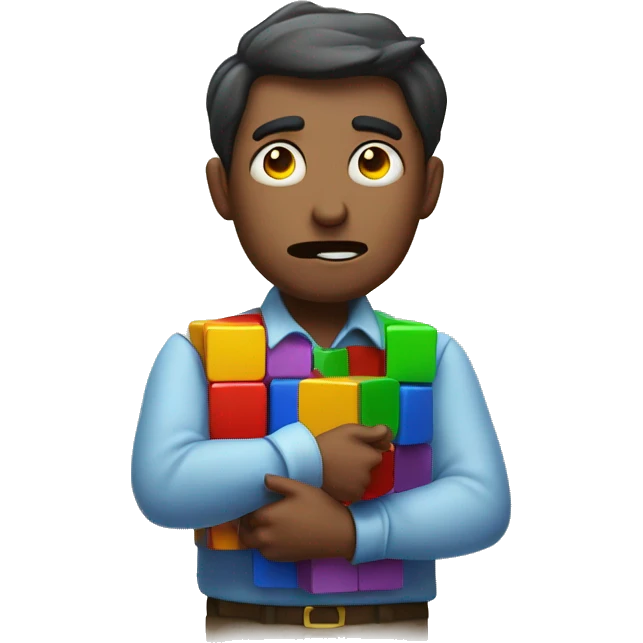 Confused man with a puzzled rubiks cube emoji
