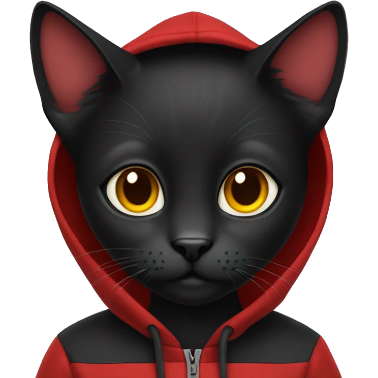 Black cat with a red hoodie  emoji