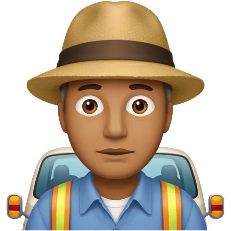 homme créole réunionnais  avec chapeau embouteillage route  emoji