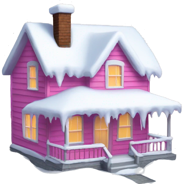 Pink house covered in snow  emoji
