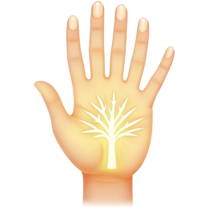 ethereal glowing hand with symbolic palm lines emoji