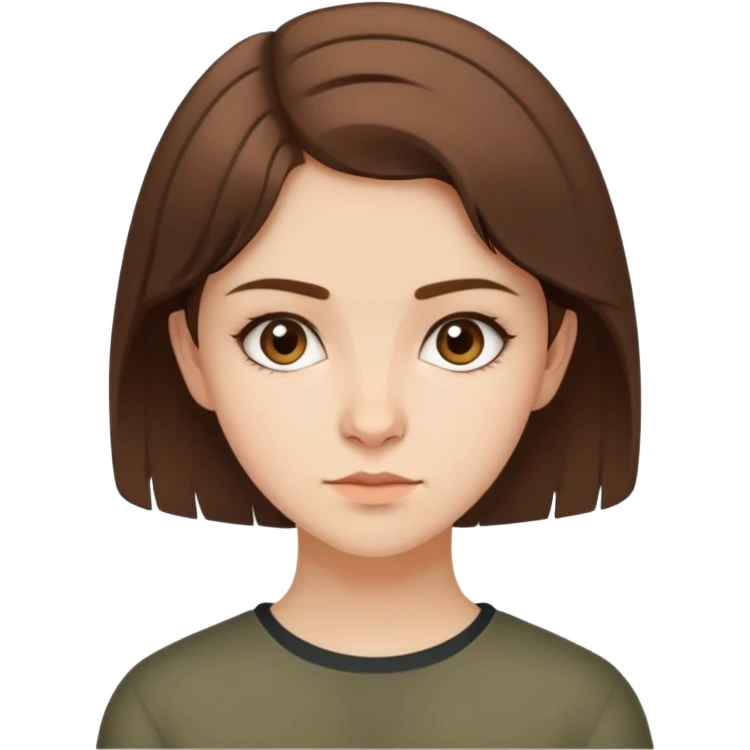 20-year-old Chechen girl with short brown hair, neutral expression emoji