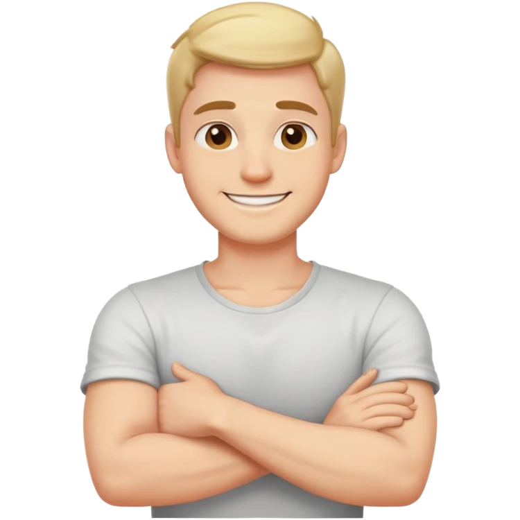 Arms crossed holding neck laughing guy emoji