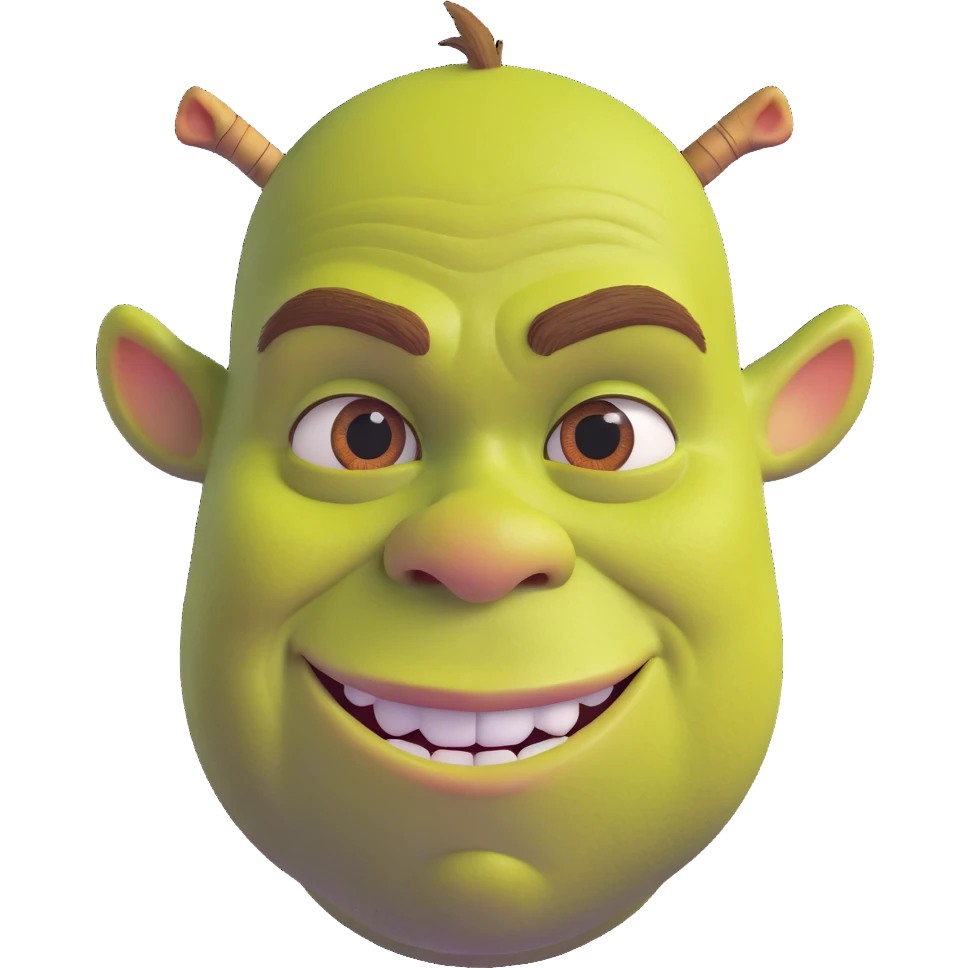 Shrek as a baddie with mischievous expression emoji