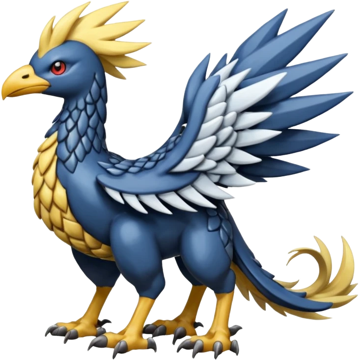 Nargacuga-Chocobo-Dialga-Pokémon-Fusion, full body emoji
