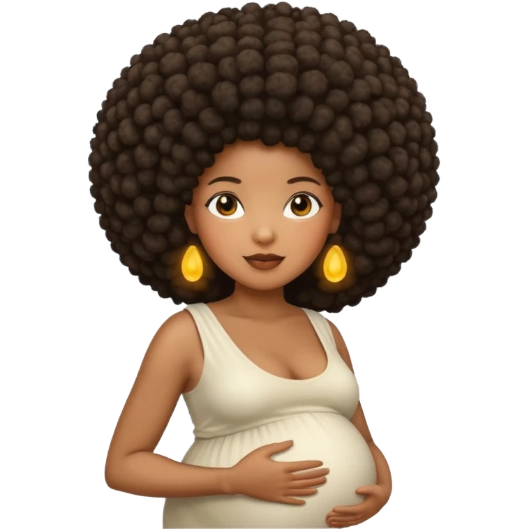 pregnant black woman with afro emoji