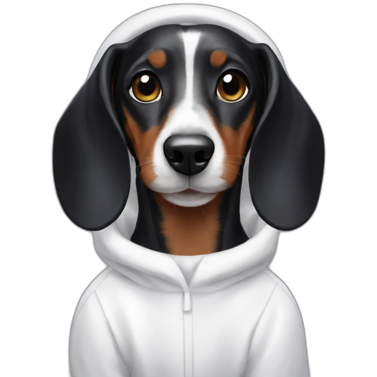 a black dachshund dog in a white bunny costume emoji