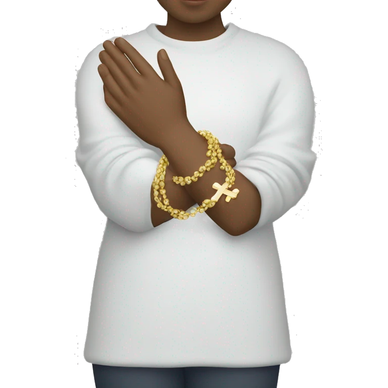praying hands with cross bracelet, amen emoji