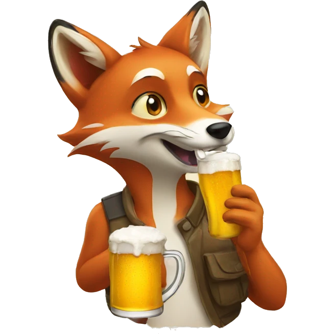 fox drinking a fresh beer emoji