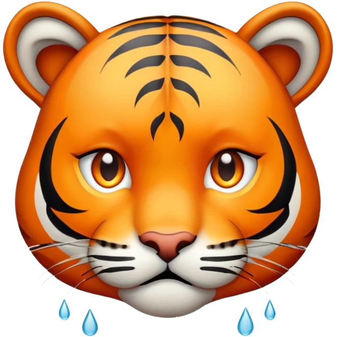 cute tiger crying with tears, sad face emoji