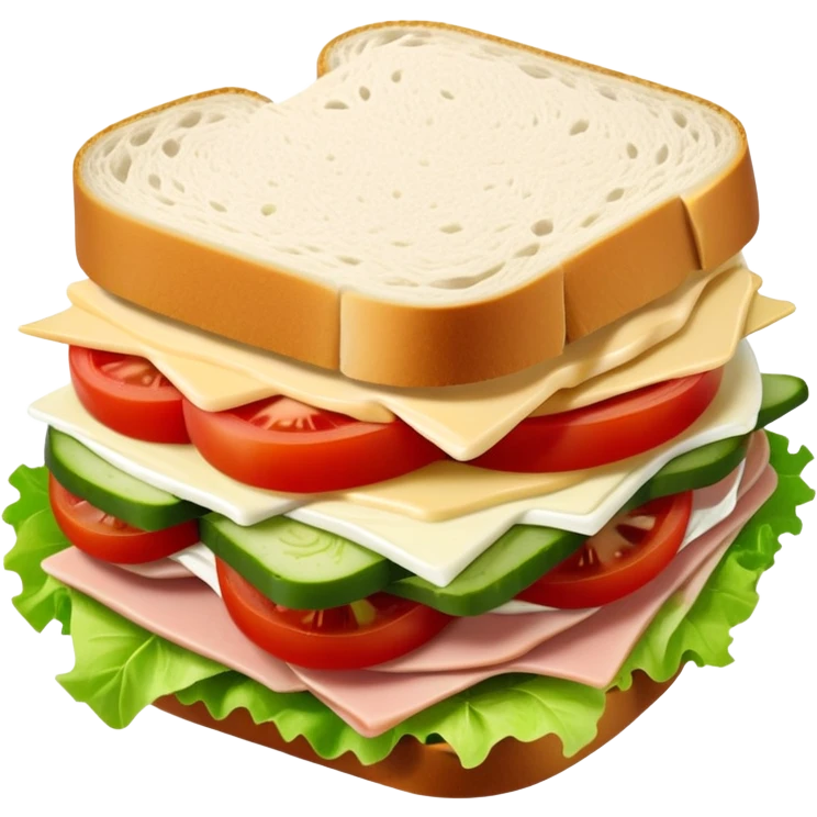 sandwich with turkey, lettuce, pickles, mayonnaise, and tomatoes top-down view emoji